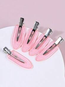 5个/包 女士无痕刘海侧夹，叶子形状发夹，发饰礼品，爪夹，发爪，发夹，发卡，发夹，卡扣夹，鳄鱼夹，学习用品 - 透明粉 - 查看 7