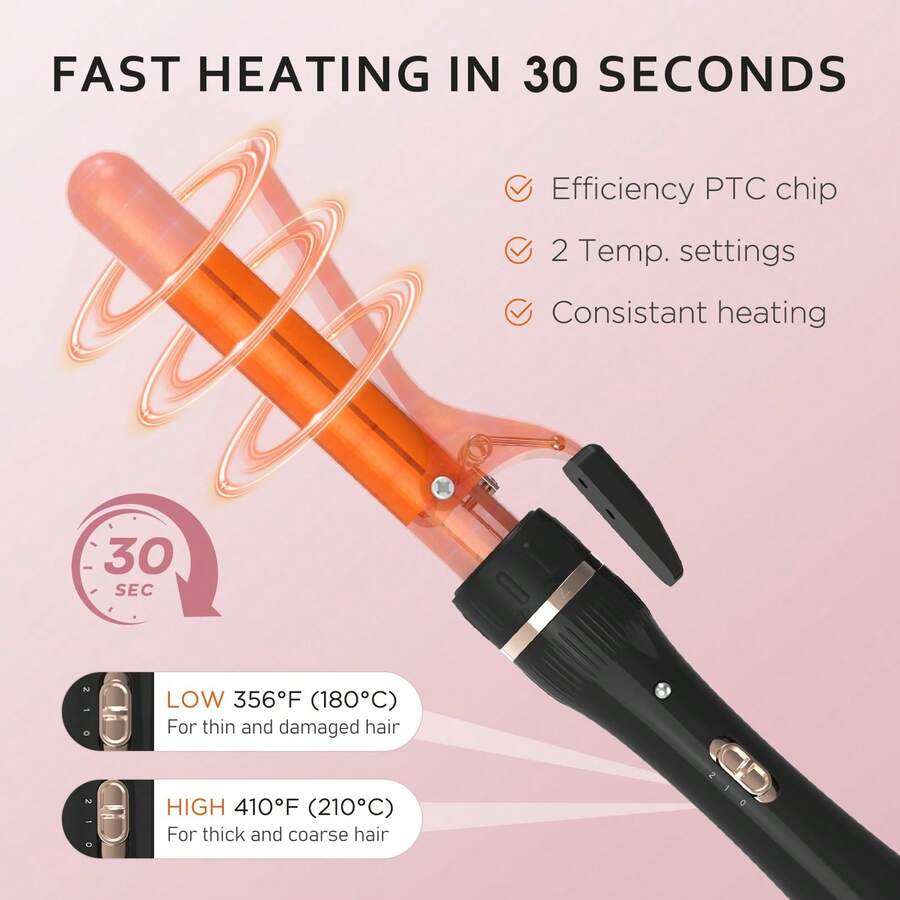 Bộ máy uốn tóc 3 trong 1 Javelove gồm lược nhiệt (1.5") và 2 đầu uốn gốm có thể thay thế (0.51" - 1"), 2 chế độ nhiệt, bao gồm găng tay bảo vệ nhiệt, 2 kẹp và túi đựng. Sản phẩm thuộc các danh mục: Dụng cụ làm tóc, Đồ dùng làm tóc, Đồ dùng du lịch, Du lịch, Thợ cắt tóc, Nhà tạo mẫu tóc, Phụ kiện thợ cắt tóc, Ngày Valentine, Vật tư làm tóc, Nhà tạo mẫu tóc, Tiệm cắt tóc, Salon, Đồ dùng cần thiết cho kỳ nghỉ, Sản phẩm chăm sóc tóc, Tiệm cắt tóc, Quà tặng Valentine, Đồ dùng du lịch cho phụ nữ, Dụng cụ tạo mẫu tóc. - Phổ quát - Xem 1