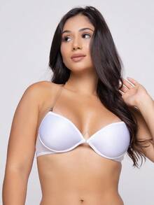 Invisible Padded Bra With Silicone Straps, Backless, Casual And Comfortable, Non-Removable Padding - 白色 - 查看 2