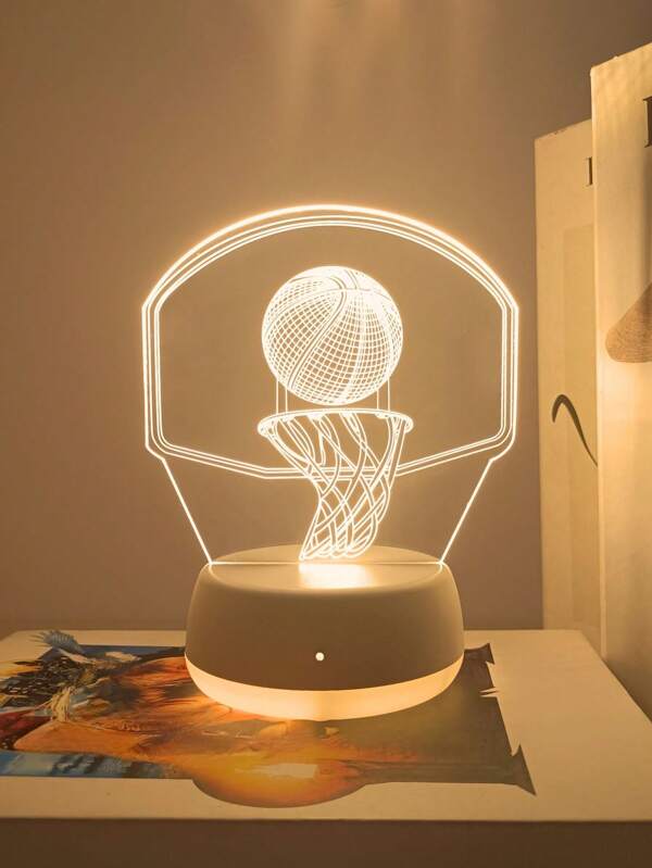 1pc Modern Creative Basketball Hoop 3D Night Light, LED Light Source With Uniform Illumination, Suitable For Decorating Bedroom, Living Room And Other Scenarios, Switch Control, Creates A Comfortable Environment, A Nice Gift