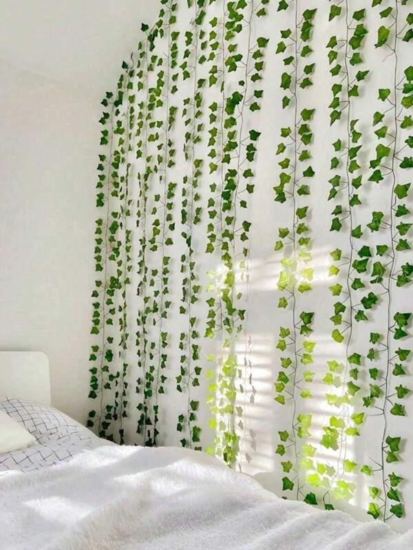 1Pc 2M Green Artificial Ivy Vines,Artificial Plant Greenery Garland,Fake Vines,Hanging Ivy Garland,Looks Vivid Can Be Used For Weddings, Bedrooms, Gardens, Balconies, Swing Frames, Shopping Malls, Stair Decoration, Greenery Backdrop, Jungle Theme Party Supplies, Easy To Install And Disassemble,Fake Plants,Fall Decor,Room,Desk,Garden Decor,Room Decoration,Halloween Christmas Back To School Gifts