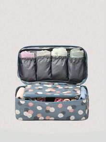 1pc Large Capacity Polyester Travel Underwear Storage Bag With Dividers, Portable Toiletry Storage Bag, Bohemian Style, Underwear And Clothing Storage Bag, Practical Personal Items Organizer, Holiday Gift, Christmas, Must-Have For Women