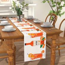 1 件 Aperol Spritz 桌旗 - 充满活力的橙汁设计，带有柑橘片和绿叶，涤纶/亚麻材质，非常适合家庭、厨房、餐厅、节日派对和咖啡桌装饰，节日餐桌装饰 | 柑橘饮料设计 | 耐用桌布，桌旗装饰