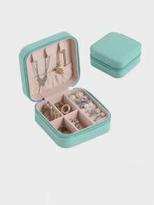 1 件便携式珠宝盒，简约珠宝收纳盒，旅行珠宝收纳盒，适用于耳环、戒指、项链、手镯、小巧化妆包，圣诞节、复活节、伴娘、女性夏季旅行的完美礼物收纳盒旅行必需品返校宿舍收纳秋季装饰