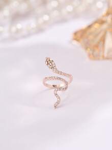 Nooxian 1pc Snake-Shaped Ring For Women, Minimalist Unique Design Personalized Open Ring For Index Finger - Rose Gold - View 9