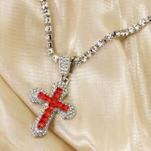 1 Pc Cross Rhinestone Pendant Choker Necklaces Fashion Hip Hop Rapper's Neck Jewelry Gift Zinc Alloy Whistle Pendant Outdoors Sounded Survive Tool Necklace Punk Jewelry