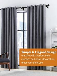 2 件/4 件可调节窗帘杆支架，适合 25-28 毫米厚度，配有螺丝和膨胀塞 - 黑色 - 查看 7