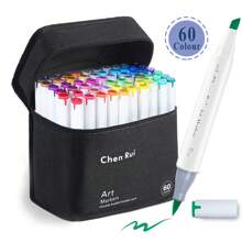 Chen Rui Chen Rui 48/60/80/120/168/180 Colors Dual Tip Art Art Markers Brush & Chisel Permanent Marker Pens With Base Perfect For Artist Adults Anime Coloring Sketching Illustrations And Card Making Gift For Christmas And New Year Back To School- Refillable