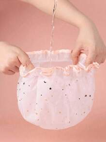 1 pièce Bonnet de douche à double couche, Bonnet anti-chute de cheveux, Bonnet de bain et de sommeil, Bonnet de séchage, Bonnet de coloration, Bandeau élastique, Imperméable, Réutilisable pour femmes, Convient pour la douche, la coiffure, le sauna, la cuisine