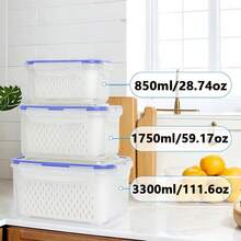 9pcs Covered Refrigerator Food Storage Container, Multifunctional Sealed Fresh-Keeping Box For Fruits And Vegetables, Drainage Box And Refrigerator Storage Box, Kitchen Refrigerator Storage Box, Restaurant Kitchen Supplies