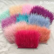 1米/卷 柔软白色人造羽毛边饰丝带 DIY工艺品 嘉年华服装 黑色羽毛 婚纱面料 家居装饰 时尚配饰饰边 | 蓬松质感 8-10厘米宽 - 彩色 - 查看 11