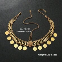 中东复古风格闪亮硬币形流苏头饰、舞台舞蹈配饰、新娘发饰 - 金色 - 查看 5