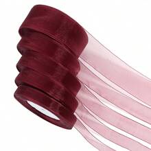 12-38mm Burgundy Transparent Chiffon Organza Ribbon Christmas Ribbon Jewelry Display Packaging Flowers Gift Wrap Bows DIY Party Decoration