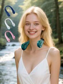 免提颈扇 - 三速 USB 可充电可穿戴风扇，1200mAh 便携式个人冷却器，适用于户外/运动/办公室，超静音 <40dB 运行，是通勤者/运动员/老年人的时尚夏季礼物，非常适合父亲节和夏季旅行、母亲节礼物、生日礼物 - 彩色 - 查看 10