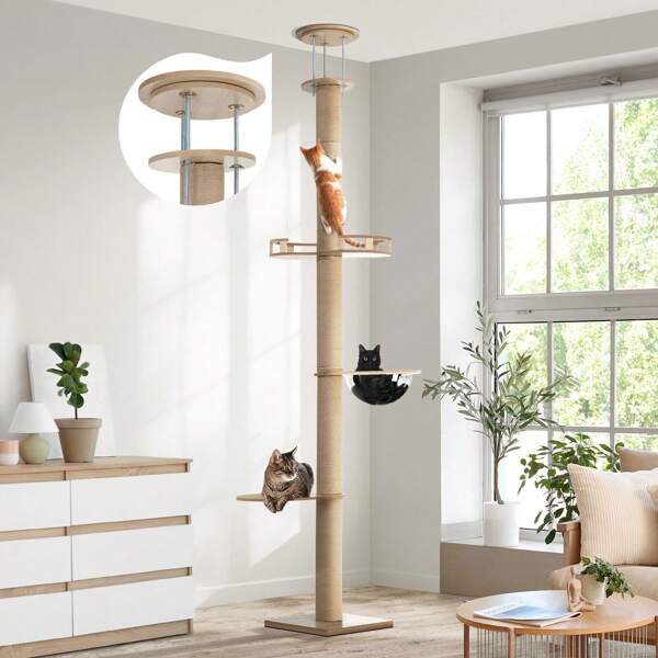 SUN YEE Cat Tree Wood Tower Scratching 270cm Post Scratcher Floor To Ceiling