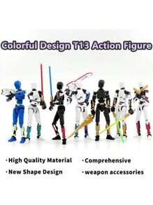 T13 可动人偶已组装完毕。这是一套包含多种颜色的泰坦13可动人偶套装。套装中还包含一个3D打印的T13幸运机器人模型和一个诺瓦13可动人偶。 - 彩色 - 查看 2