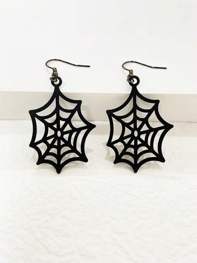 زوج من أقراط العنكبوت الأسود المجوف، أقراط نسائية بطراز جوثي، هدية ديكور لحفلة هالوين