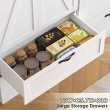Armário de cozinha, buffet de cozinha com 2 portas e 2 gavetas, armário de buffet, armário de despensa, cozinha com prateleira ajustável, armário alto, armário multiuso, branco - Branco - Ver 5
