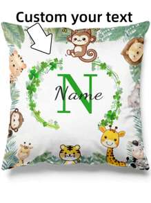 1pc Personalized Pillow Case With Cute Animal Design, Customizable Name, Gift For Kids, Children, Grandkids Birthday Party, Home Decor For Bedroom, Living Room, Study, Single-Sided Printed Pillowcase,Washable,Lightweight,Breathable, Funny,Cute,Love,Soft,Comfortable,Custom,Unique,Personalized,Ideal Gifts For Him,Ideal Gifts For Her,Ideal Gifts For Boyfriend,Ideal Gifts For Girlfriend,Ideal Gifts For Dad,Ideal Gifts For Mom,Ideal Gifts For Friends,Ideal Gifts For Family,Him,Her,Boyfriend,Girlfriend,Dad,Family,Mom,Friends,For Anniversaries,For Graduation,For Housewarming,For Weddings,For Birthdays,Car,Sofa,Tea Room,Living Room