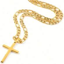 1 件不锈钢男士十字架项链，不锈钢银/金十字架吊坠项链，简约珠宝礼物 - 項鍊 - 查看 4