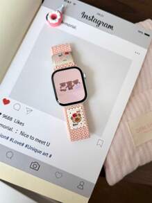 1PC Creative Hat Bear Nylon Braided Strap Compatible With Apple Watch Band S10 42/46mm 49Ultra Adjustable Magnetic Woven Fabric Loop 9 8 7 6SE 5 4 3 2