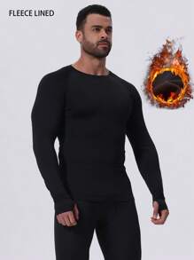 保暖加厚拇指孔户外运动长袖衬衫，轻盈柔软贴身保暖内衣打底衫，适合户外活动、跑步、滑雪、狩猎等，高领保暖加厚长袖上衣，适合寒冷天气，抓绒面料，冬季保暖