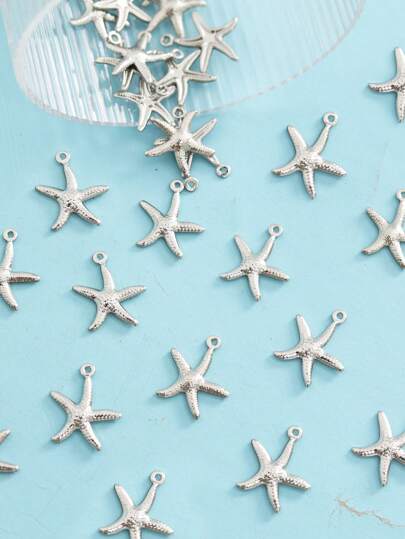 20pcs Stainless Steel Hollow Starfish Beach Ocean Holiday Wind Animal Series Fashion Accessories DIY Jewelry Pendant