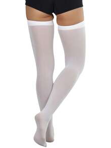 1双简约蝴蝶结装饰光滑柔软过膝袜，Y2K - 彩色 - 查看 3