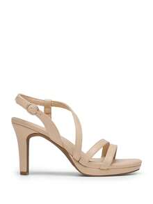 Women's Strappy Heels High Heeled Sandals Platform Open Toe Comfortable Arch Support Foam-Padded Forefoot Dressy Shoes With Adjustable Ankle Strap - 杏色 - 查看 2