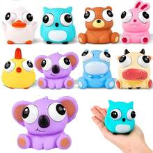 1/2/4/8个动物造型挤压玩具，可爱减压玩具，适合儿童和成人，眼睛可以弹出，可以缓解压力，是复活节彩蛋篮填充物、派对礼物、礼品袋填充物和课堂奖励的理想选择。 - 彩色 - 查看 3