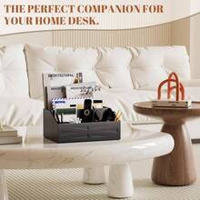 Large Mail Organizer Countertop, Farmhouse Desk And Kitchen Countertop Storage, Letter Sorter, Desk Mail And Bill Organizer, Desktop File And Paper Holder - màu đen - Xem 4