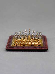 1 Set süße Puppenhaus Miniaturen Schachset, Metall (ohne Magnetismus), Maßstab 1:6 1:12, realistisches Dekor Zubehör für Wohnzimmer, Studium (teilweise zufällig)