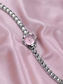 jw 1件装女士简约合金石英手链腕表，优雅圆形表盘，时尚白色指针，休闲别致，高品质且价格实惠的女士石英表，适合日常佩戴和装饰，也是送给女性的绝佳礼物。