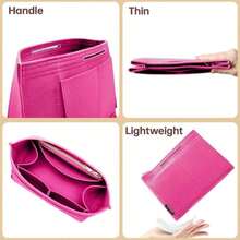 OPPOSHE Purse Organizer Insert For  Le Pliage, Premium Felt Long Champ Bag Handbag Women, Tote Organizer Insert With 9 Compartments (Large, Beige) - Rosy - 查看 6