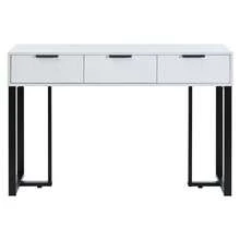 Modern Console Table With Drawers, Gold-Colored Frame, Adjustable Foot Pads And Elegant Handles (White + Gold) - 黑色+白色+中密度纖維板 - 查看 11