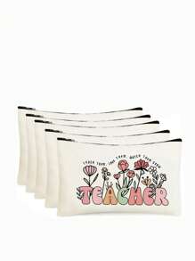 1 PEÇA/5 PEÇAS/10 PEÇAS Organizador de Maquiagem com Tema de Professor de Carta do Arco-Íris, Estilo Y2K Impressão de Letra do Arco-Íris Letra Colorida Design Engraçado Necessaire Portátil para Viagem, Bolsa de Maquiagem, Organizador de Maquiagem, Armazenamento de Maquiagem, Bolsa de Cosméticos, Bolsa de Higiene, Capacidade Grande, para Férias, Praia, Banheiro, Coleção de Quarto