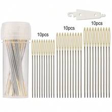 30Pcs Cross Stitch Needles With Stainless Steel Needle Threader DIY Embroidery Hand Needles Sewing Needles In Transparent Box ﻿