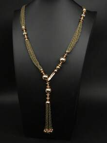 复古夸张金色流苏项链，时尚女式毛衣链，适合日常佩戴、宴会和节日场合 - 流蘇項鍊 - 查看 3