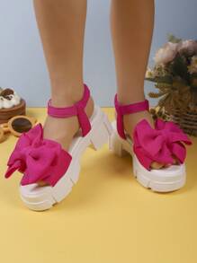 Summer New Girls Fashion Flat Sandals, Bow Decor Sweet & Cute Thick Sole Suitable For Outdoor Play And Holiday