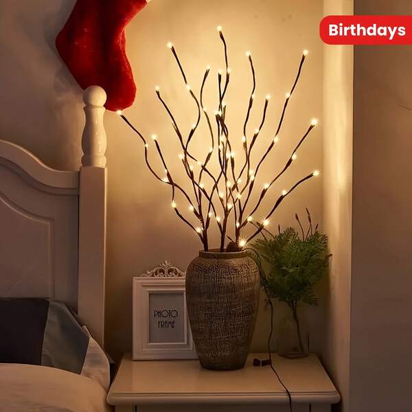 Versatile 20 LED Indoor Light Branch: Perfect Decor For All Celebrations, Battery-Powered For Freedom Of Placement (Batteries Not Supplied)