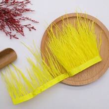 1米/卷 柔软白色人造羽毛边饰丝带 DIY工艺品 嘉年华服装 黑色羽毛 婚纱面料 家居装饰 时尚配饰饰边 | 蓬松质感 8-10厘米宽 - 彩色 - 查看 15