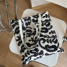 Women Shoulder Bags - 白底黑腰果繡花 - 查看 5