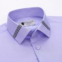[Tedelon]56% Polyester 40% Cotton 4% Spandex ,Slim Fit Dress Shirt -Formal/Casual Shirt With Contrast Collar & Cuff Details, Breathable Cotton Blend For Business - 淺紫 - 查看 1