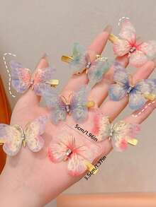 6/12 szt. kolorowych, przezroczystych spinek do włosów z motywem motyli