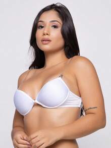 Invisible Padded Bra With Silicone Straps, Backless, Casual And Comfortable, Non-Removable Padding - 白色 - 查看 3