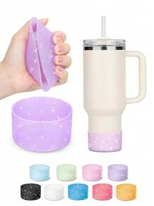 Compatible With Stanley Cup Accessories 1pc Silicone Tumbler Sleeve, Anti-Scratch And Dented Protective Cover , For 40oz & 30oz & 20oz Tumbler Travel Mugs, Protective Bling Silicone Boot Sleeve , Durable Protective Cover For Sports & Outdoor Activities, For Cup Black Pink Red Blue Purple Transparent Green - Multicolor - View 18