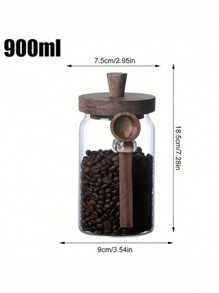 3 件套玻璃咖啡罐套装，玻璃食品储存罐带木盖和勺子，400ml/600ml/900ml 适用于食品、坚果、糖果、香料密封容器