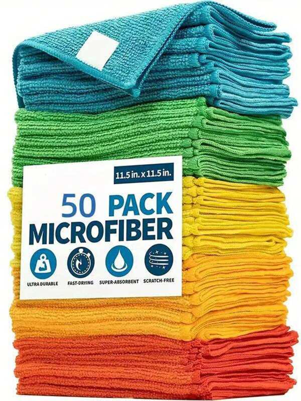 15 pièces/paquet Ensemble de chiffons de nettoyage en microfibre multicolores, taille : 30 x 30 cm, pour le nettoyage extérieur et des bateaux, la cuisine, la salle de bain, la maison, fournisseur de la maison, chiffon de nettoyage en microfibre de couleur unie simple, adapté pour le nettoyage de la cuisine de restaurant, nettoyage extérieur (couleurs expédiées de manière aléatoire)