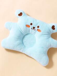 momscare 1 pieza Almohada para bebé con patrón bordado de oso - Suave y cómoda, adecuada para bebés de 0 a 6 meses - Azul - Ver 3