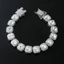 1pc Luxury Rhinestone Embellished Exaggerated Chain Bracelet, Fashion Jewelry , Suitable For Individuals